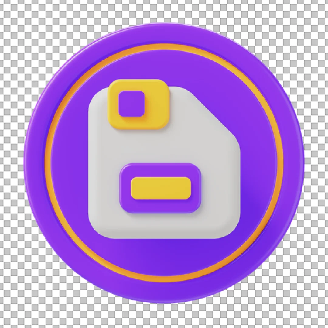 Purple Circular Floppy Disk Button PNG