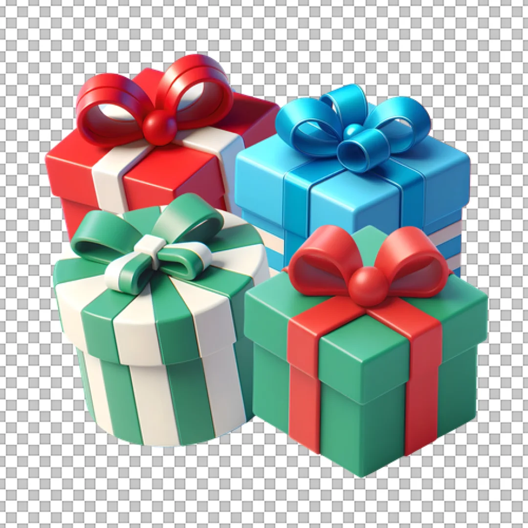 Group Of Four Colorful Wrapped Gift Boxes Clipart PNG