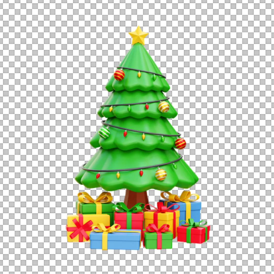 Decorated Christmas Tree Surrounded By Gift Boxes Clipart PNG