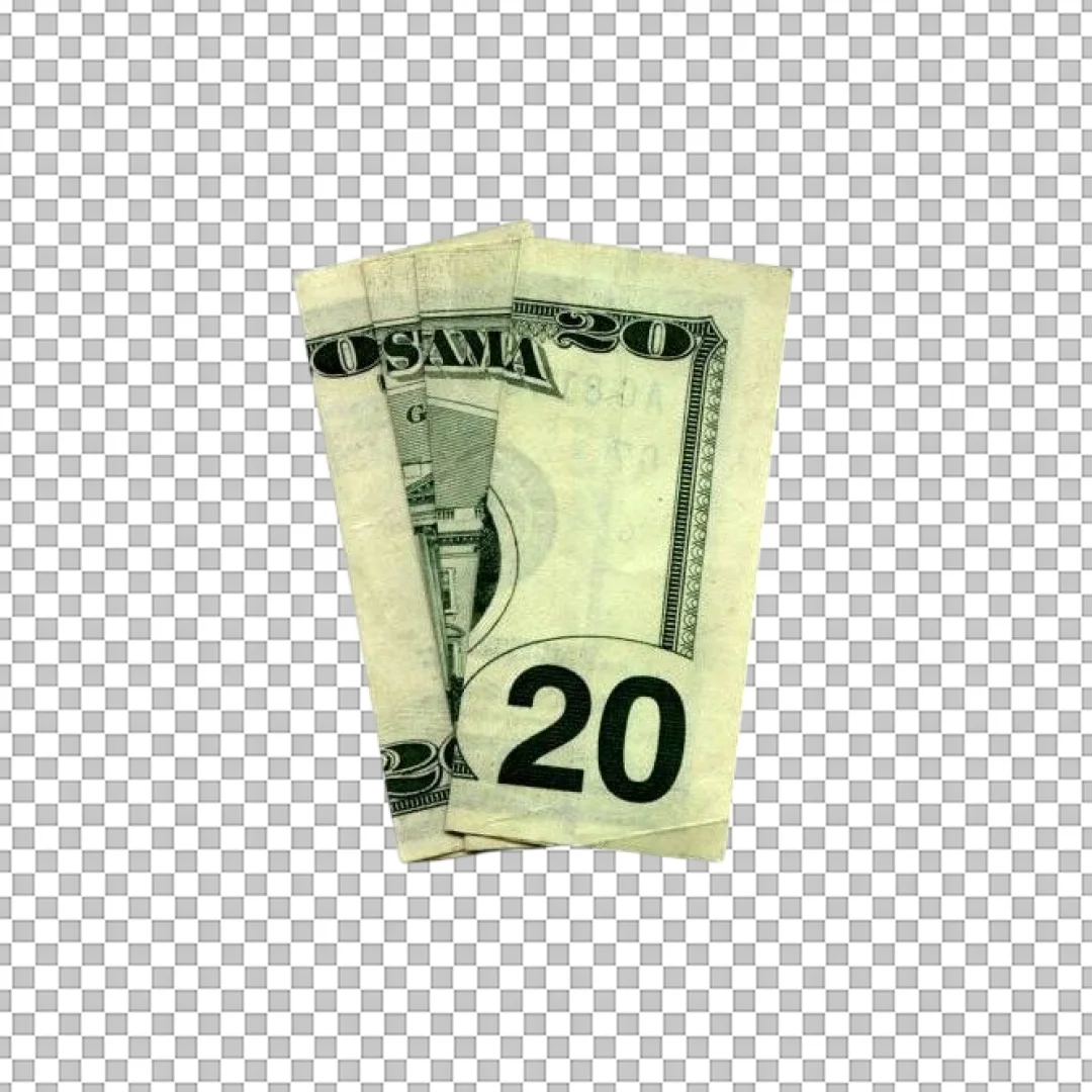 Folded Twenty Dollar Bill US Currency Clipart PNG