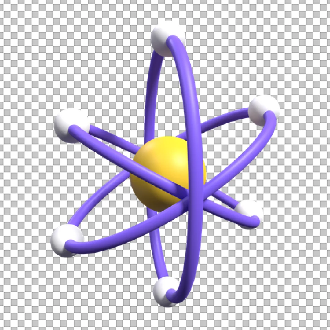 Purple Atom Structure With Yellow Core Science Icon PNG