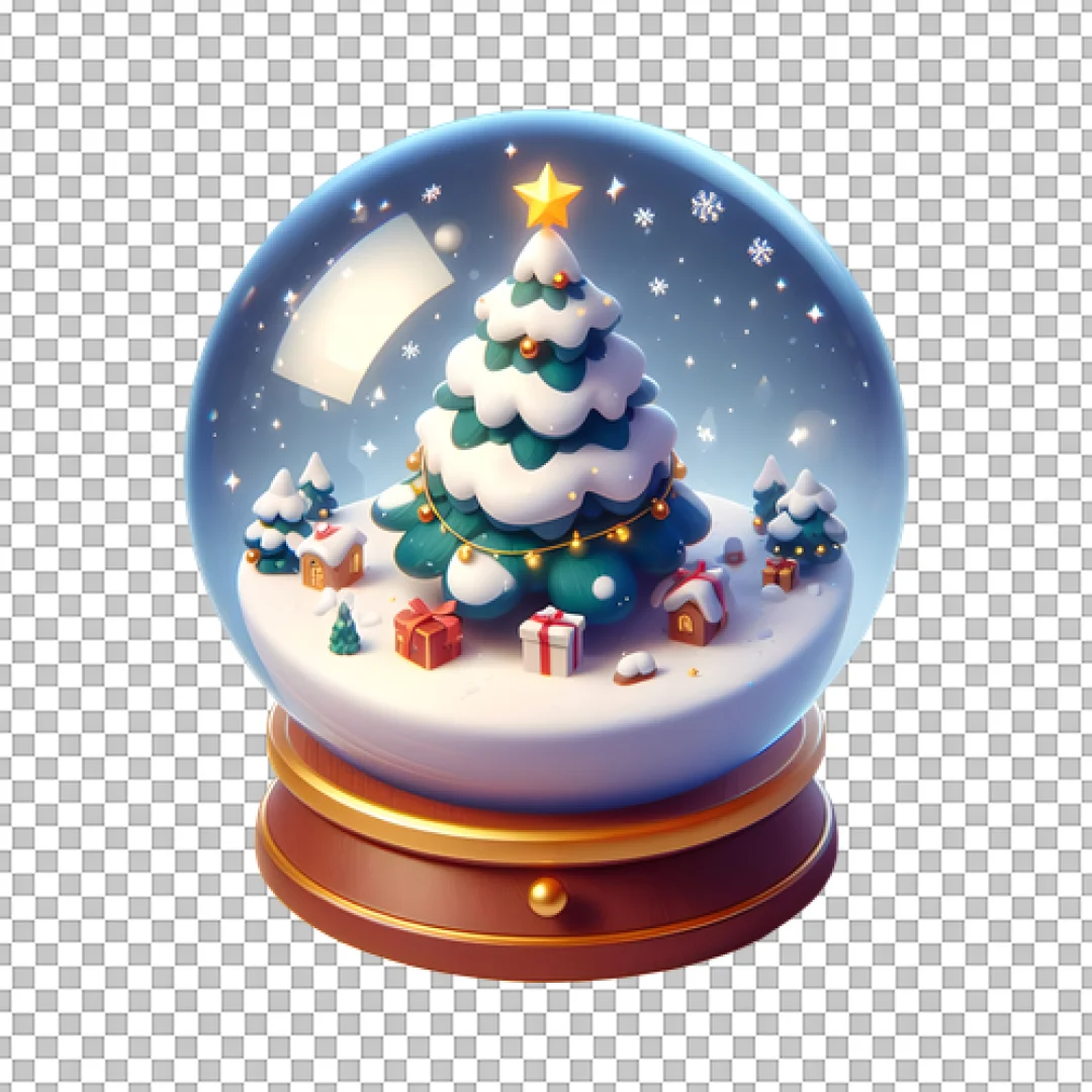 Christmas Snow Globe With Tree And Gifts Illustration PNG