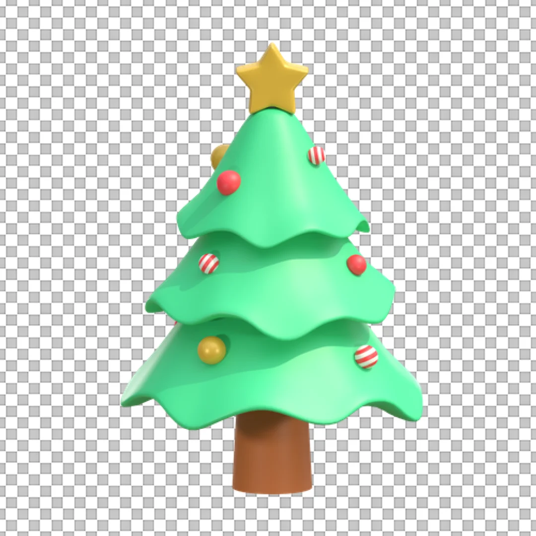 Wavy Green 3D Christmas Tree PNG