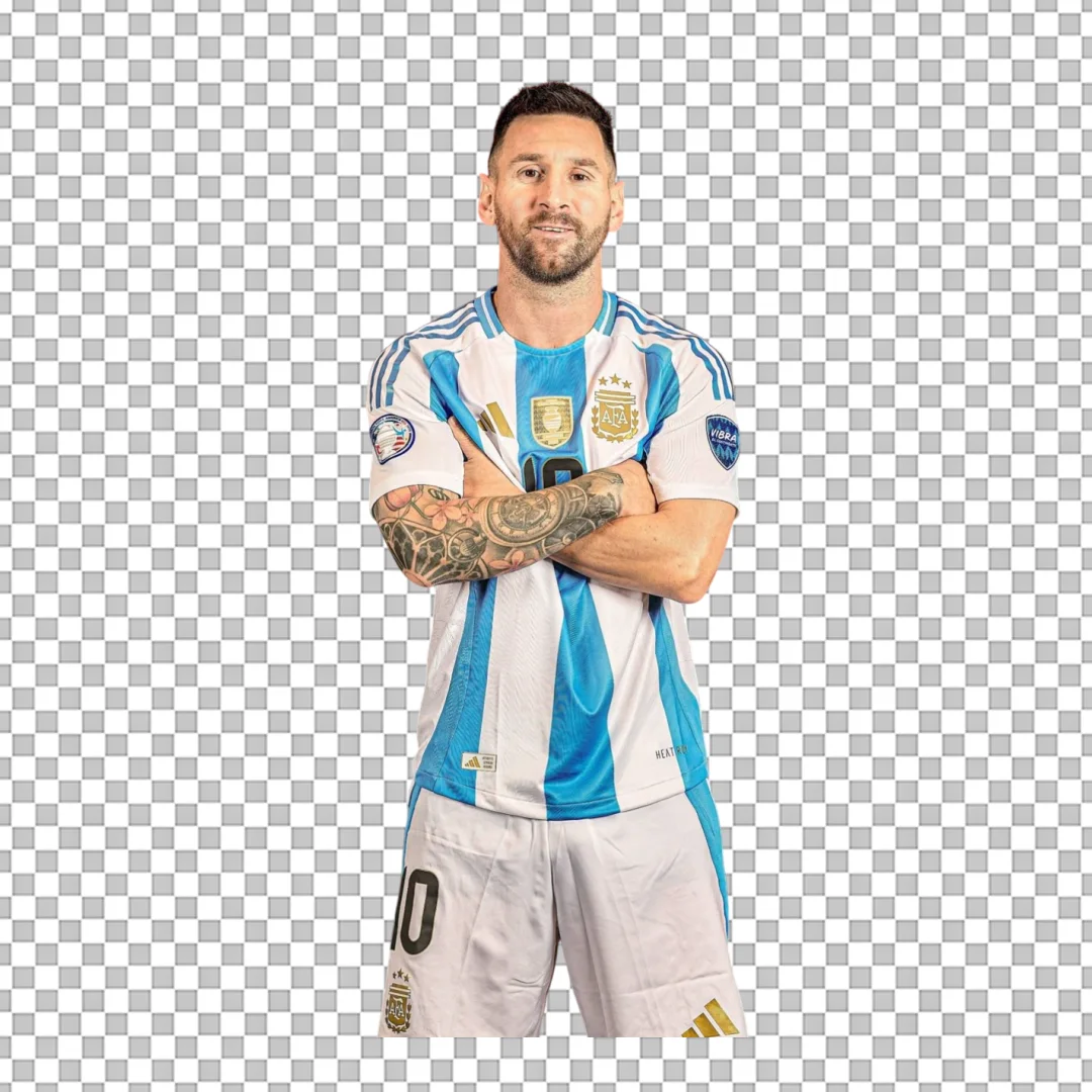 Lionel Messi Full Body Arms Crossed PNG