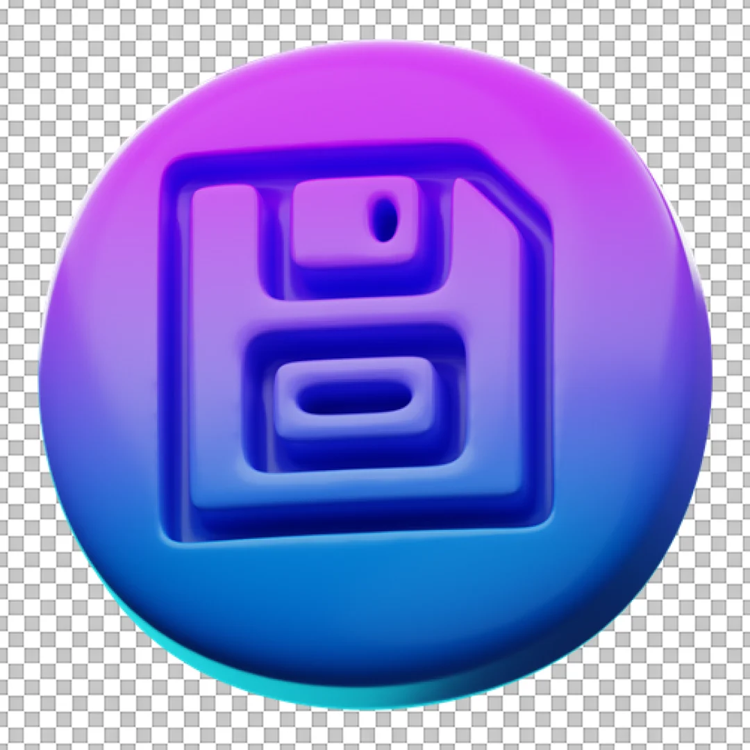 Purple Gradient 3D Floppy Disk PNG