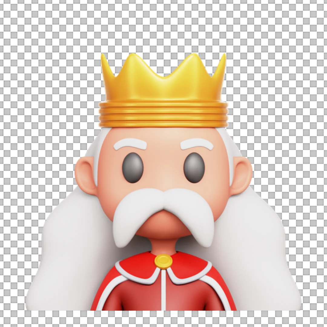 Old 3D King White Beard PNG