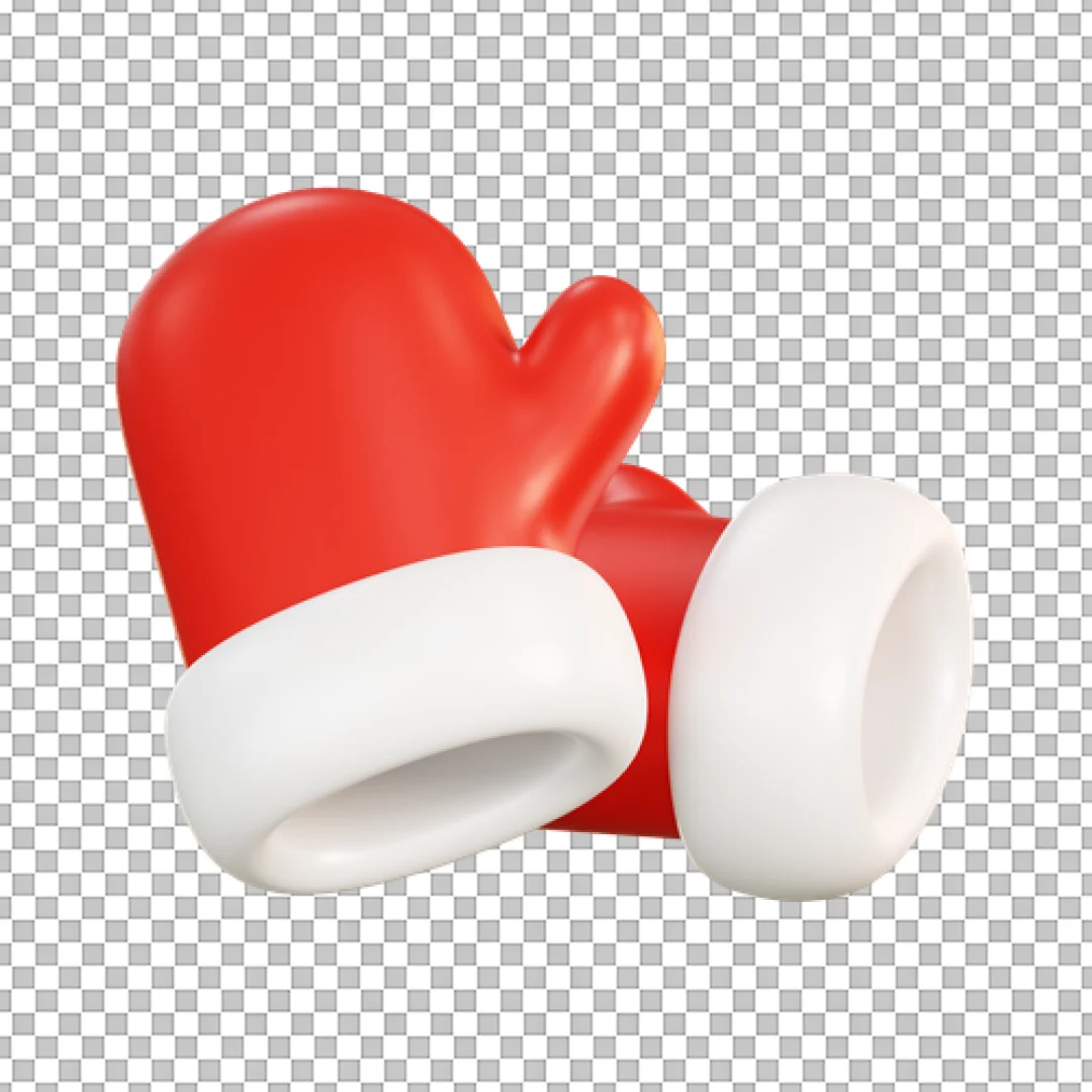 Pair Of Red Santa Mittens With White Cuffs PNG