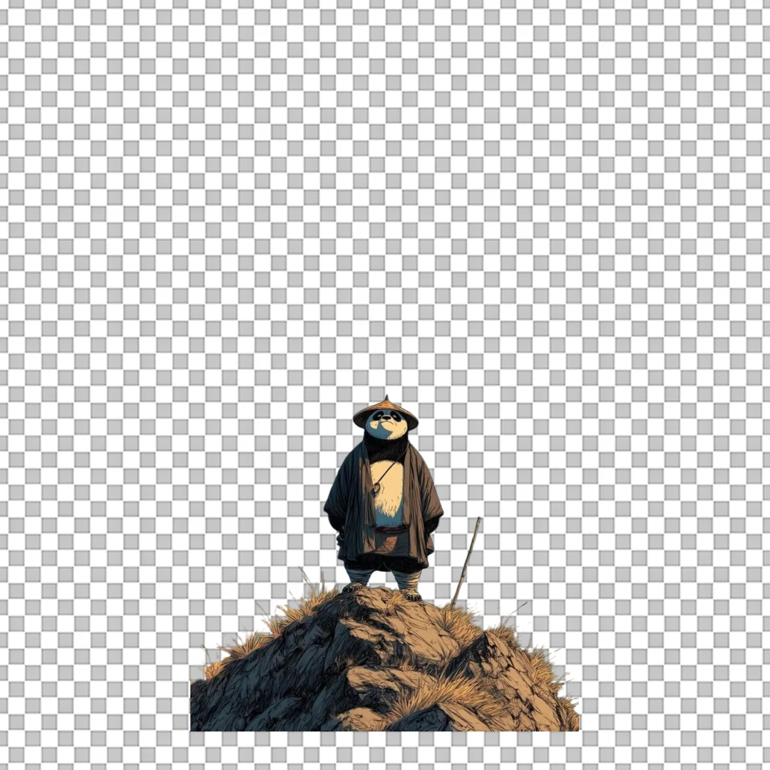 Panda Warrior Standing On Rock PNG