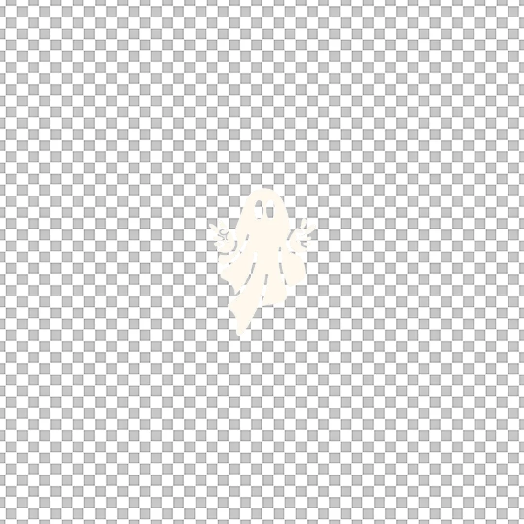 Cute Ghost Silhouette Peace Sign Icon PNG
