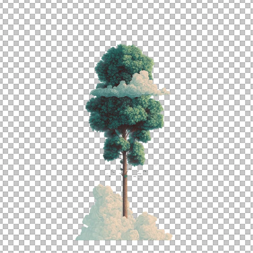 Surreal Tree With Clouds PNG