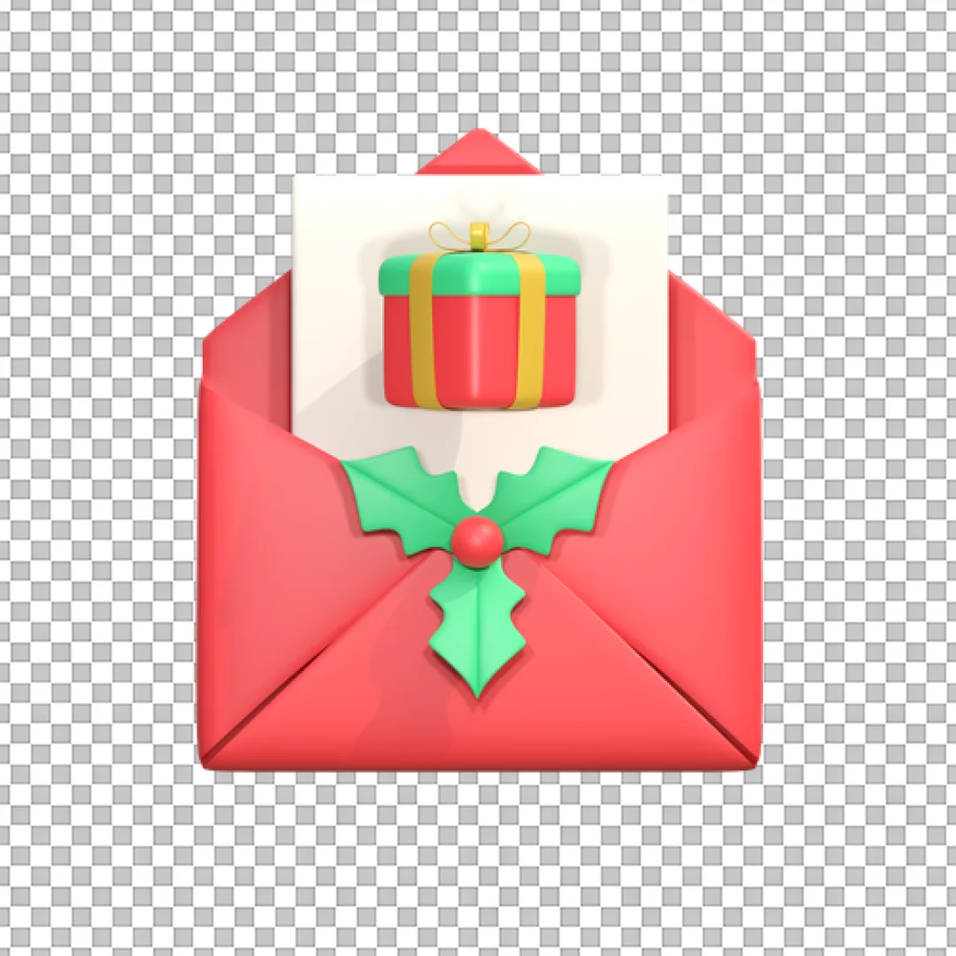 Red Envelope With Christmas Gift PNG