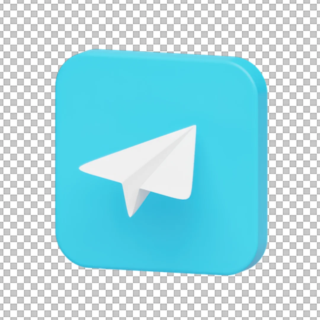 Cyan Blue Telegram Square Logo Icon PNG