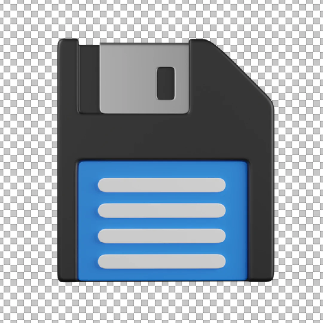 Black Blue Label Floppy Disk PNG