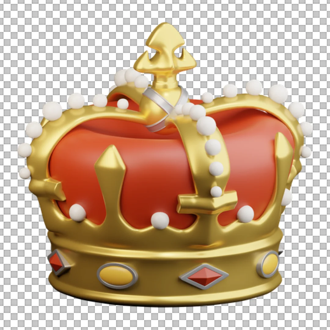 Ornate Gold and Red Crown PNG