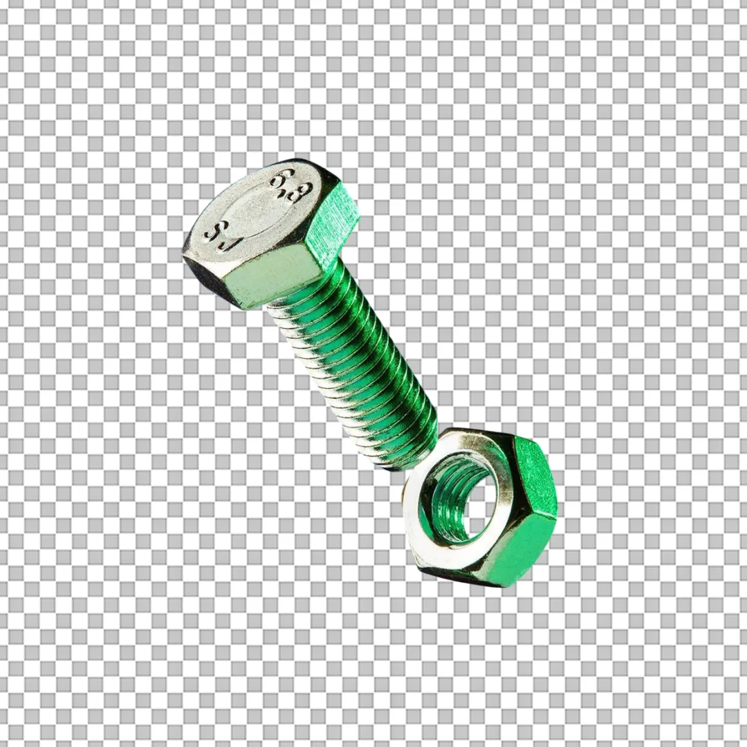 Green Metallic Bolt And Nut Hardware Clipart PNG