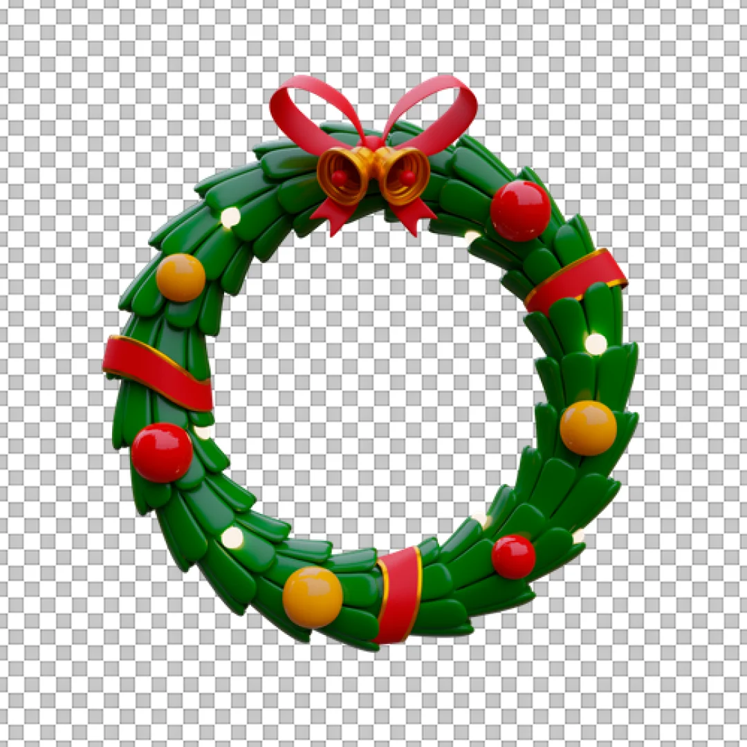 Christmas Wreath With Lights 3D PNG