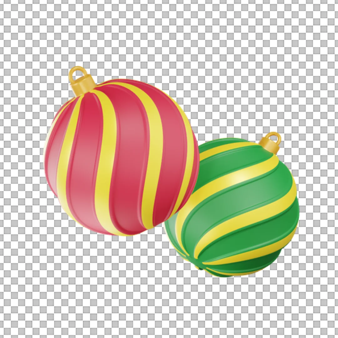 Pair Of Striped Christmas Baubles PNG