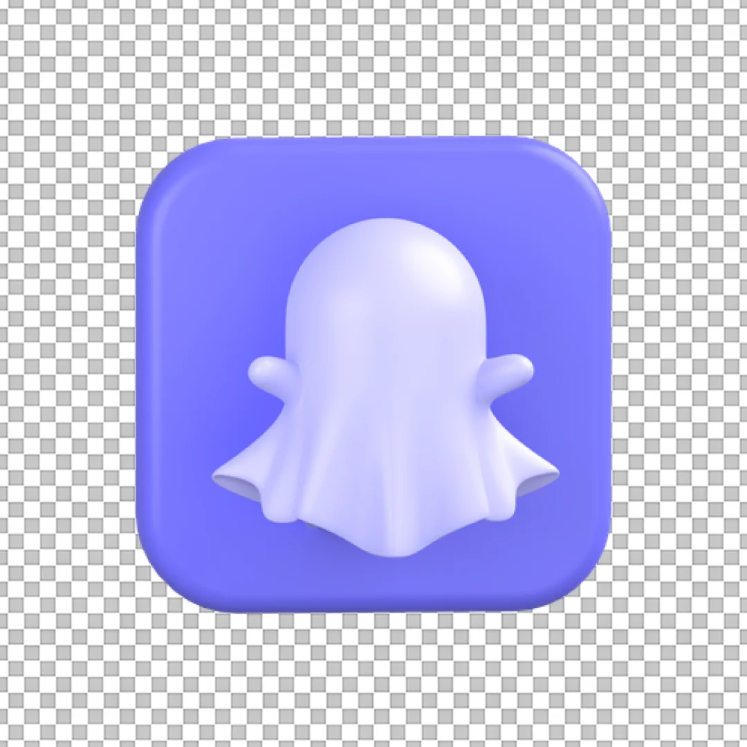 Purple 3D Snapchat Ghost Logo Icon PNG