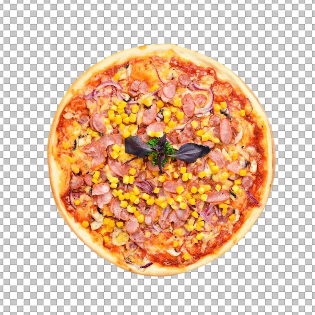 Corn Sausage Onion Pizza PNG