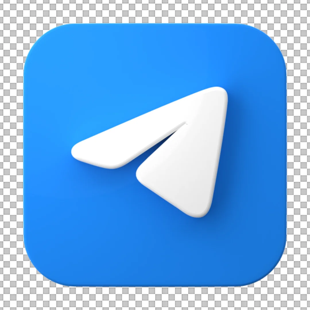 3D Blue Telegram App Icon PNG