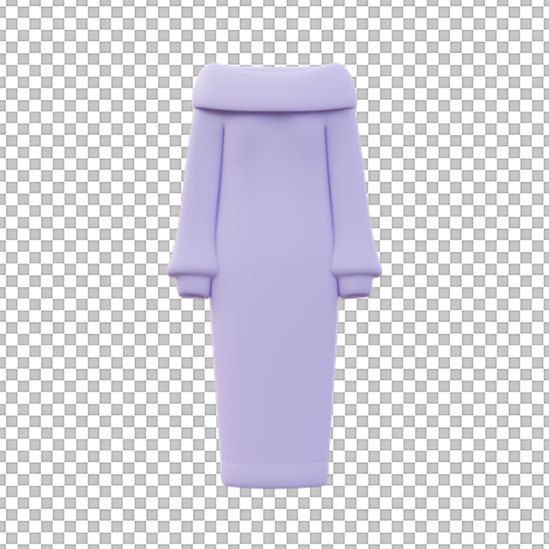 Purple Off-Shoulder Dress 3D PNG
