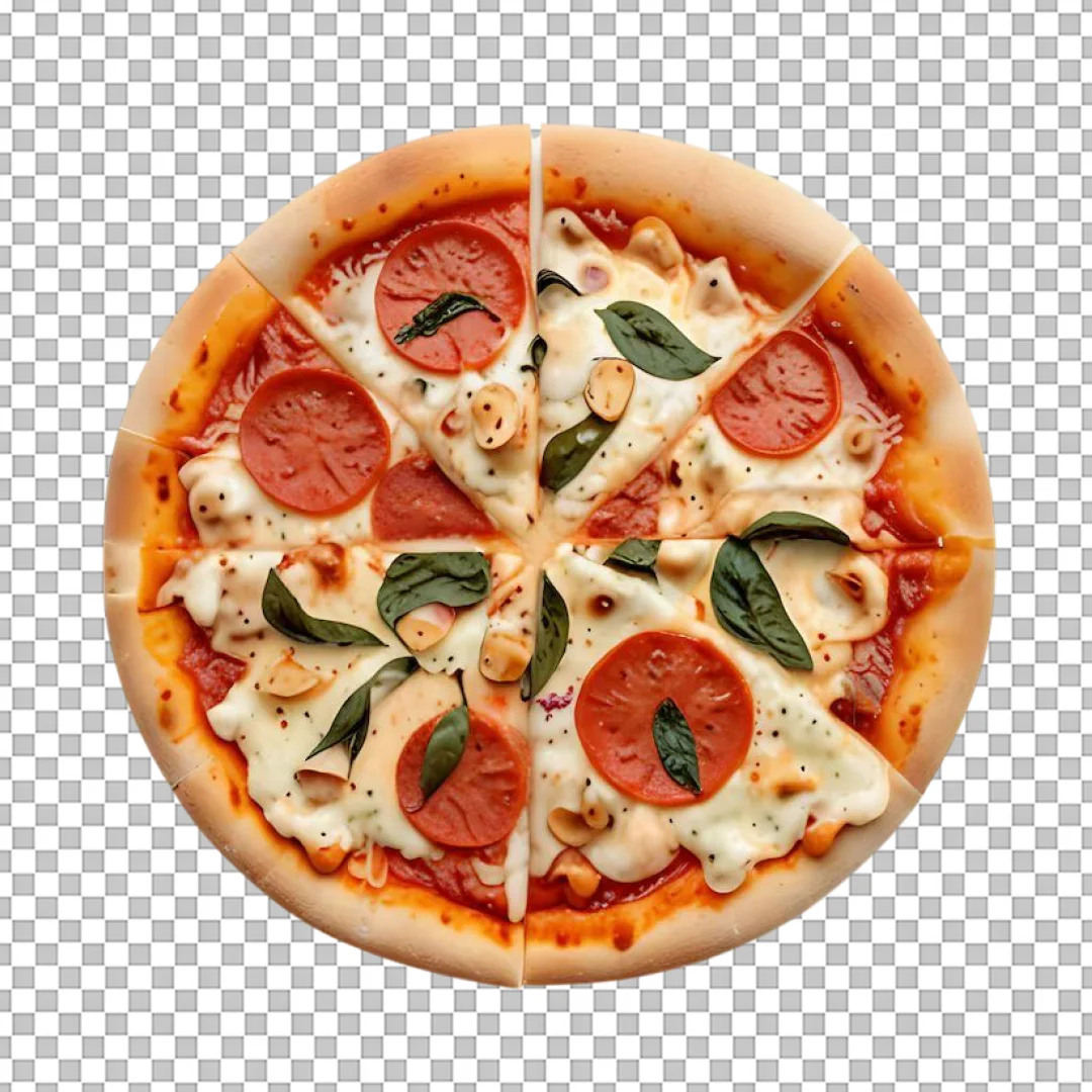 Sliced Pepperoni Mushroom Pizza PNG