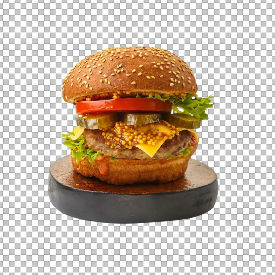 Gourmet Burger with Whole Grain Mustard PNG