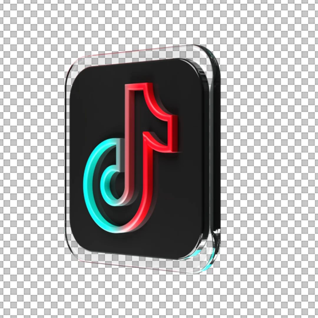 Glass Neon TikTok Logo 3D PNG