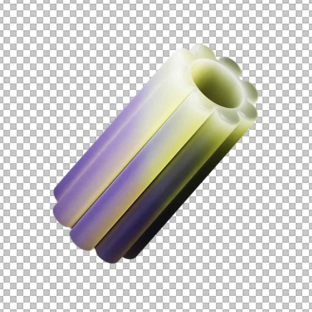 Abstract 3D Cylinder Cluster Icon with Purple and Yellow Gradient