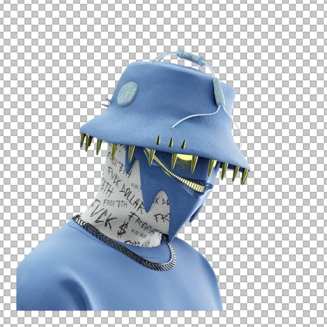 Faceless Blue Streetwear Character Bust PNG