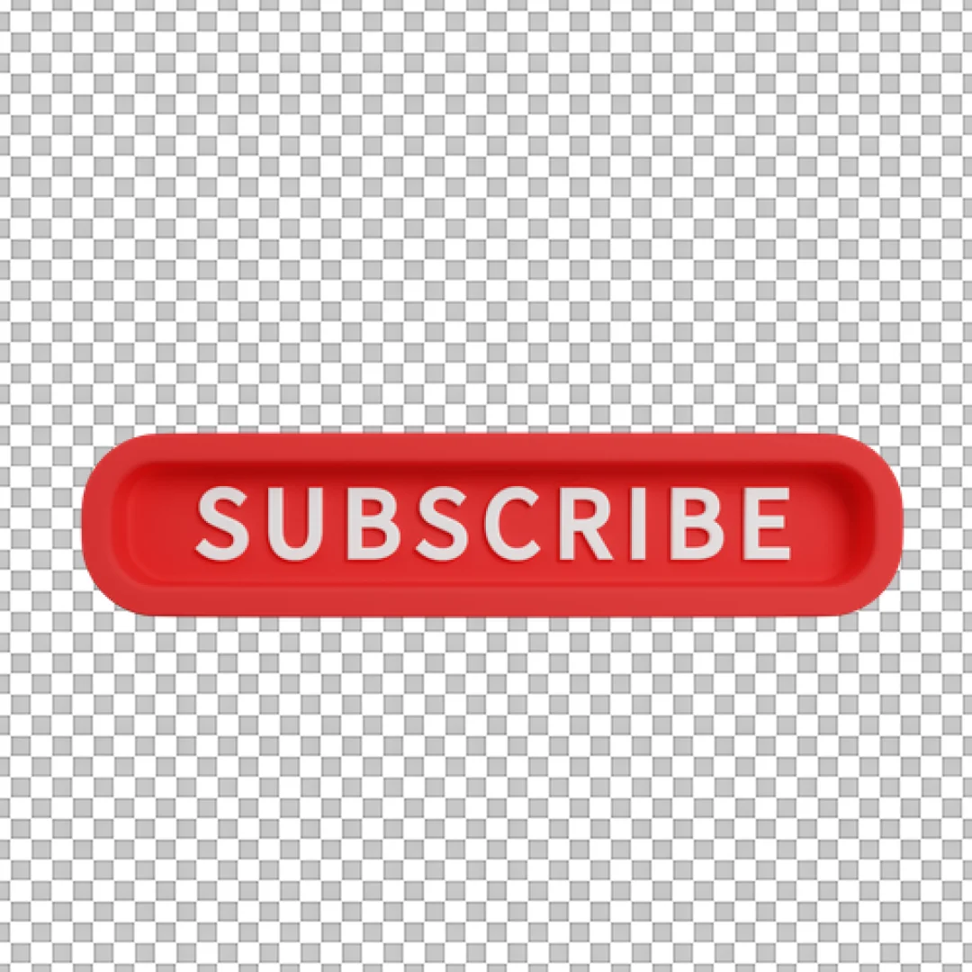 Red Inset Text Subscribe Button 3D PNG
