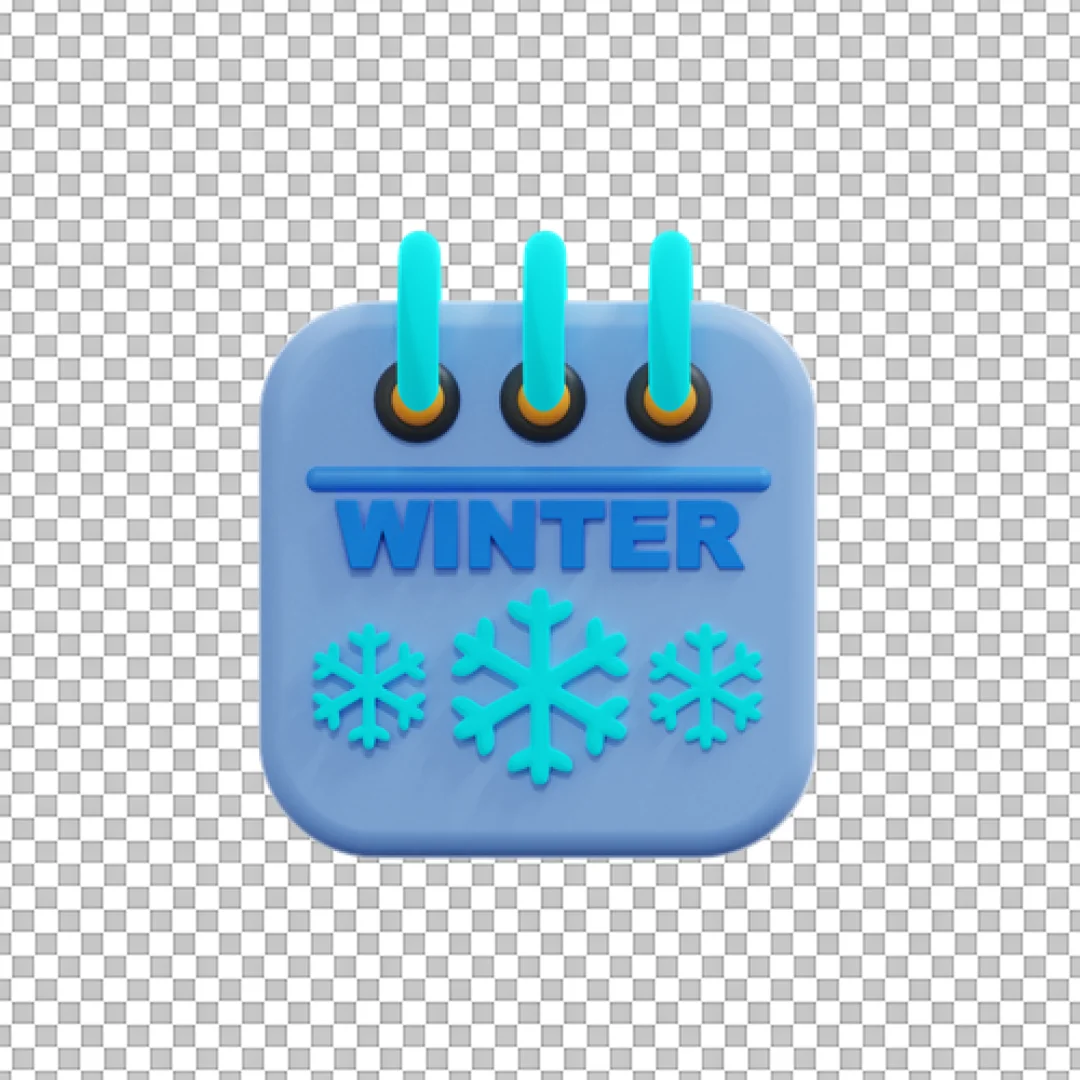 Winter Word Calendar 3D PNG