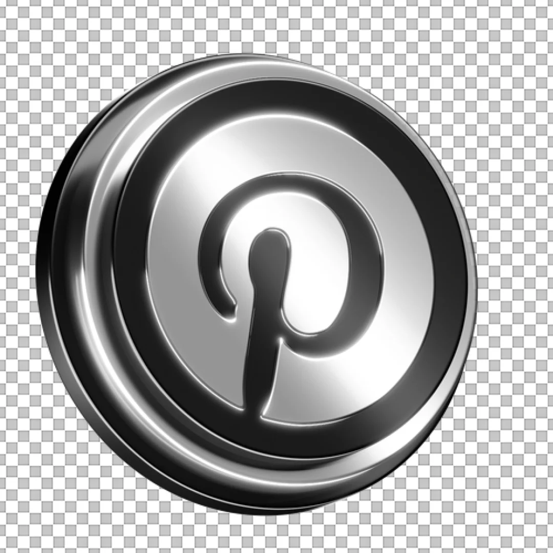 3D Metallic Pinterest Logo Icon PNG