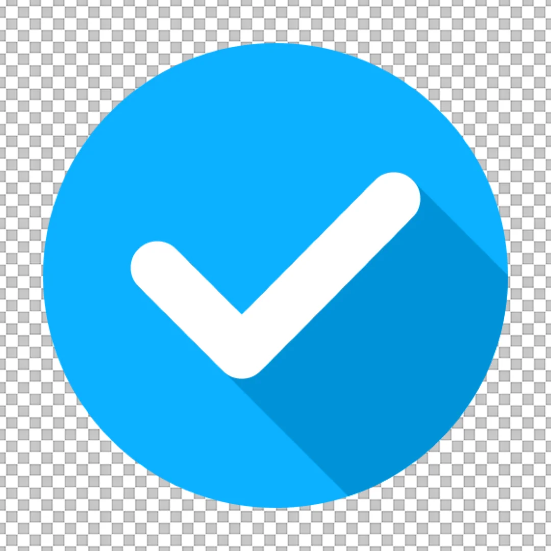 Flat Design Blue Check Mark Icon for Success and Verification