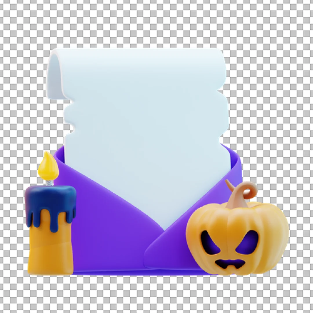 Halloween Letter With Candle 3D Scene PNG