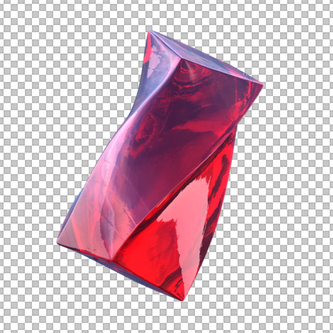 Abstract Red Twisted Geometric 3D Icon Element