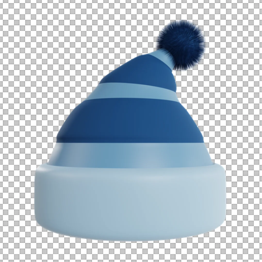 Striped Blue Winter Beanie Hat PNG