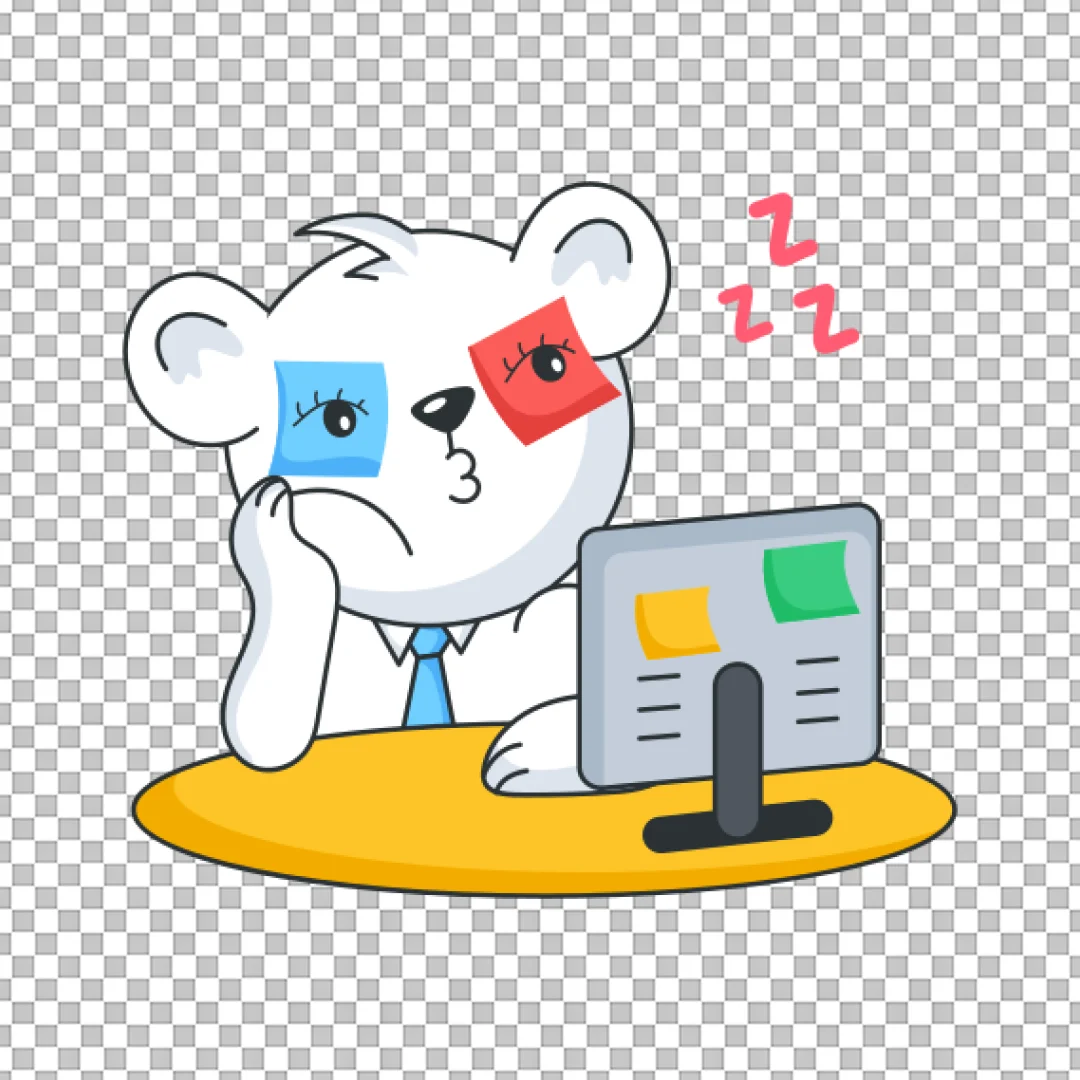 Tired Polar Bear at Work Sticker PNG