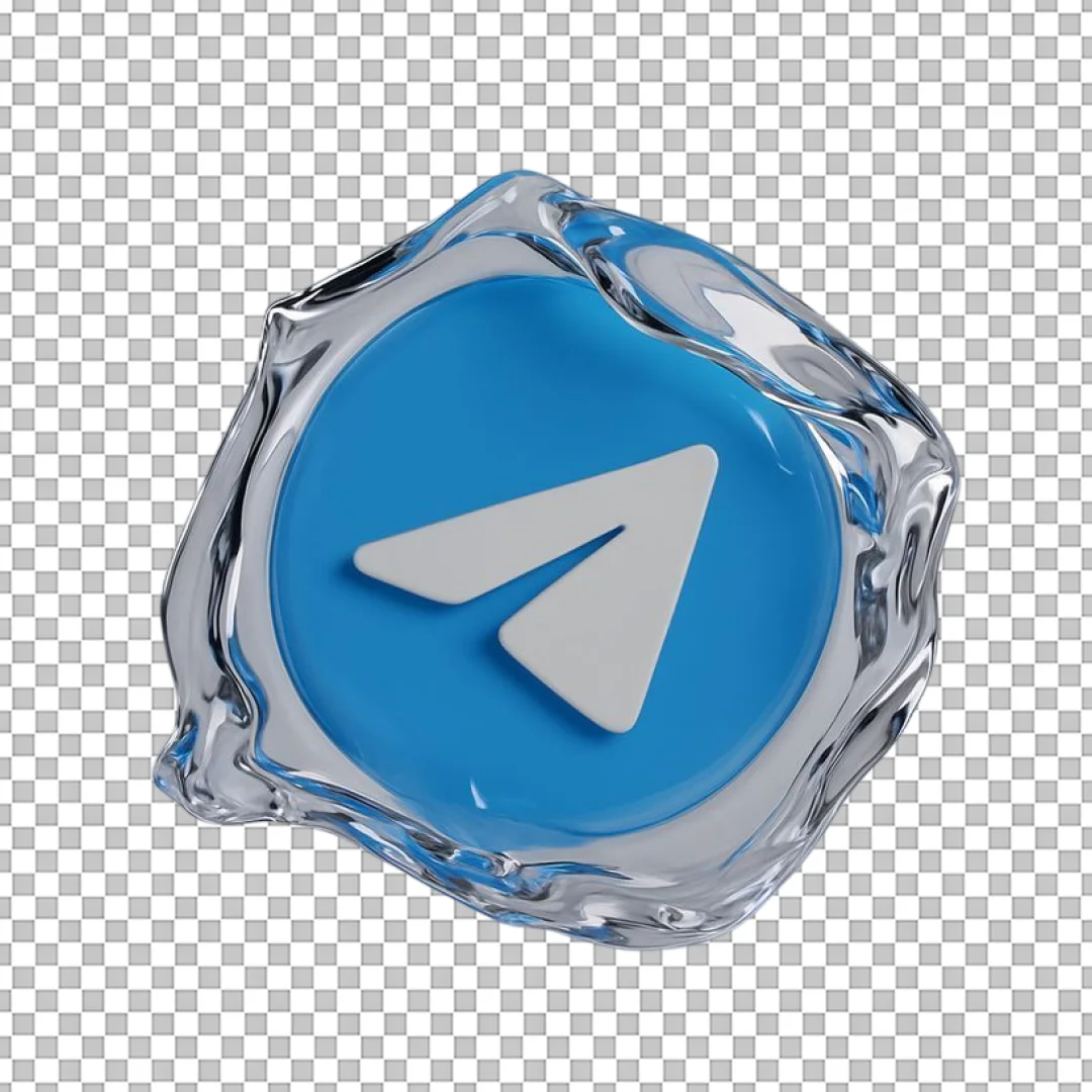 Glass Encased Telegram App Icon PNG
