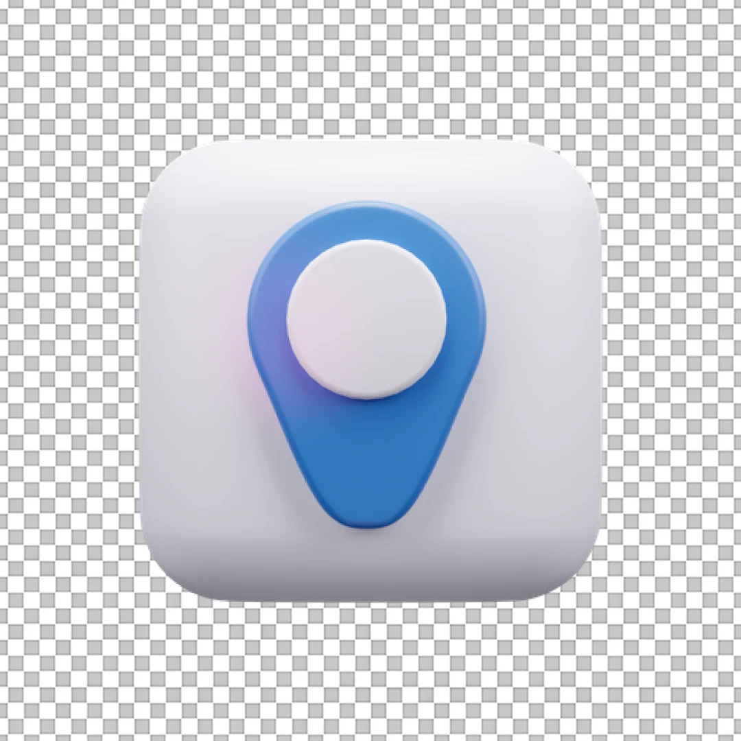 Blue Map Pin On White App Button PNG