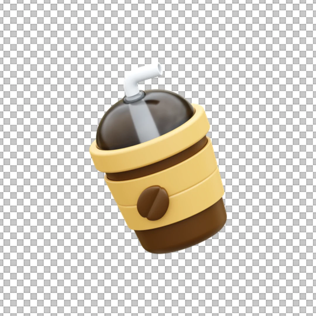 Stylized Coffee Cup With Bean Icon PNG