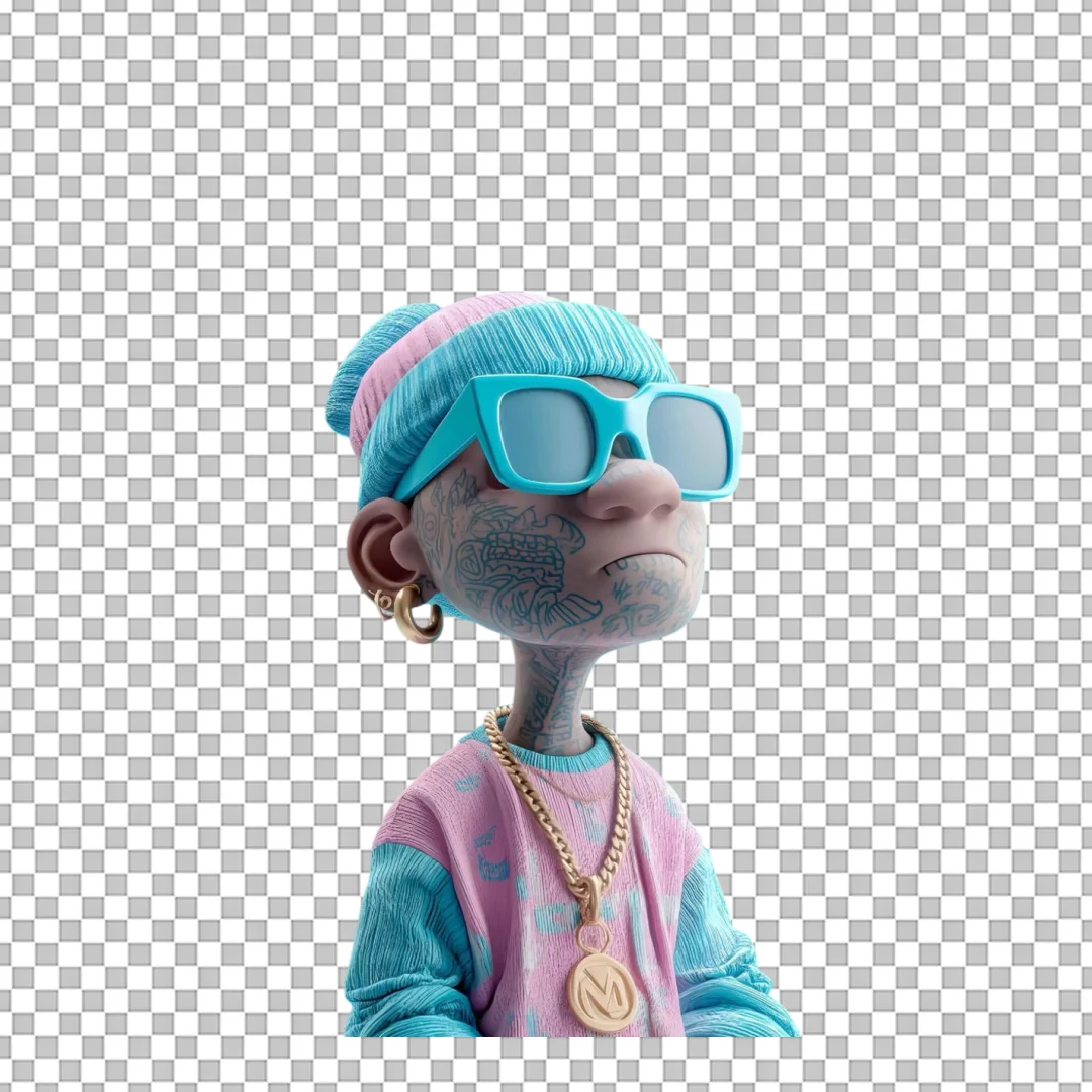 Tattooed 3D Urban Character Portrait PNG