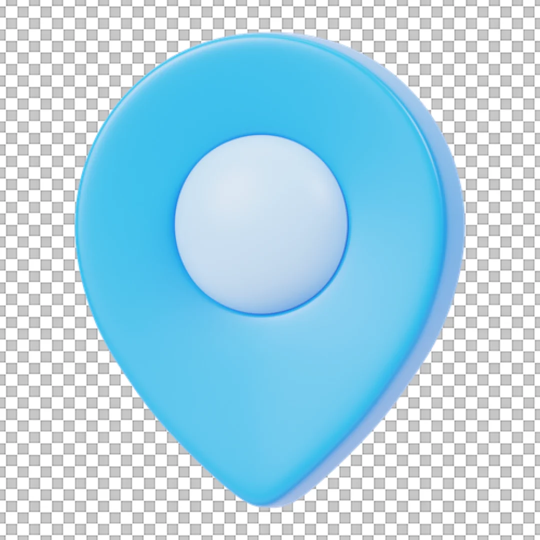 Blue Map Pin With White Sphere PNG