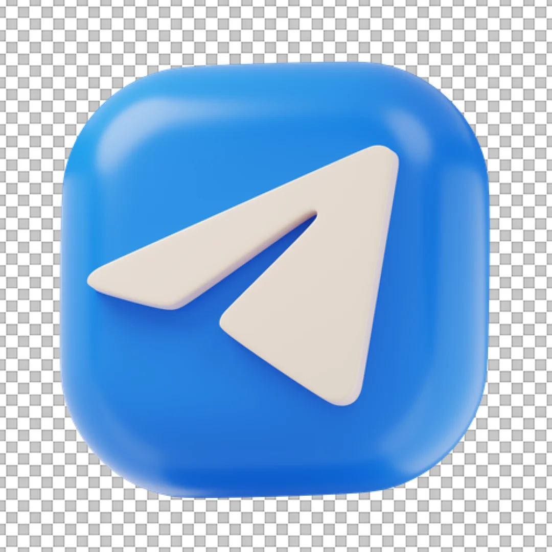3D Blue Telegram Rounded Icon PNG