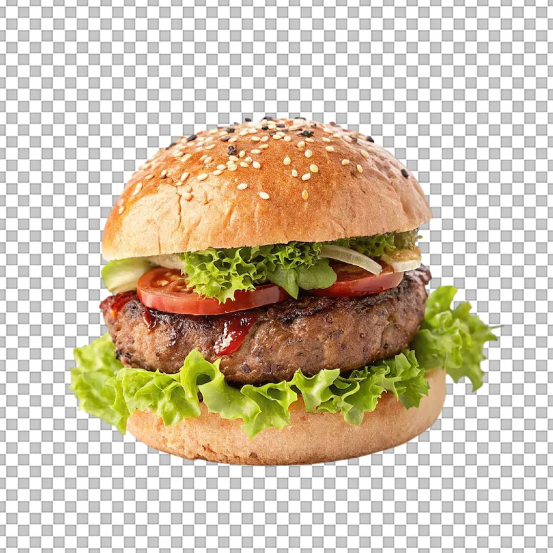 Beef Burger with Ketchup PNG