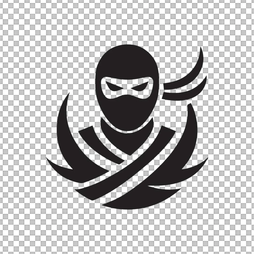 Black Ninja Mascot Silhouette Logo PNG