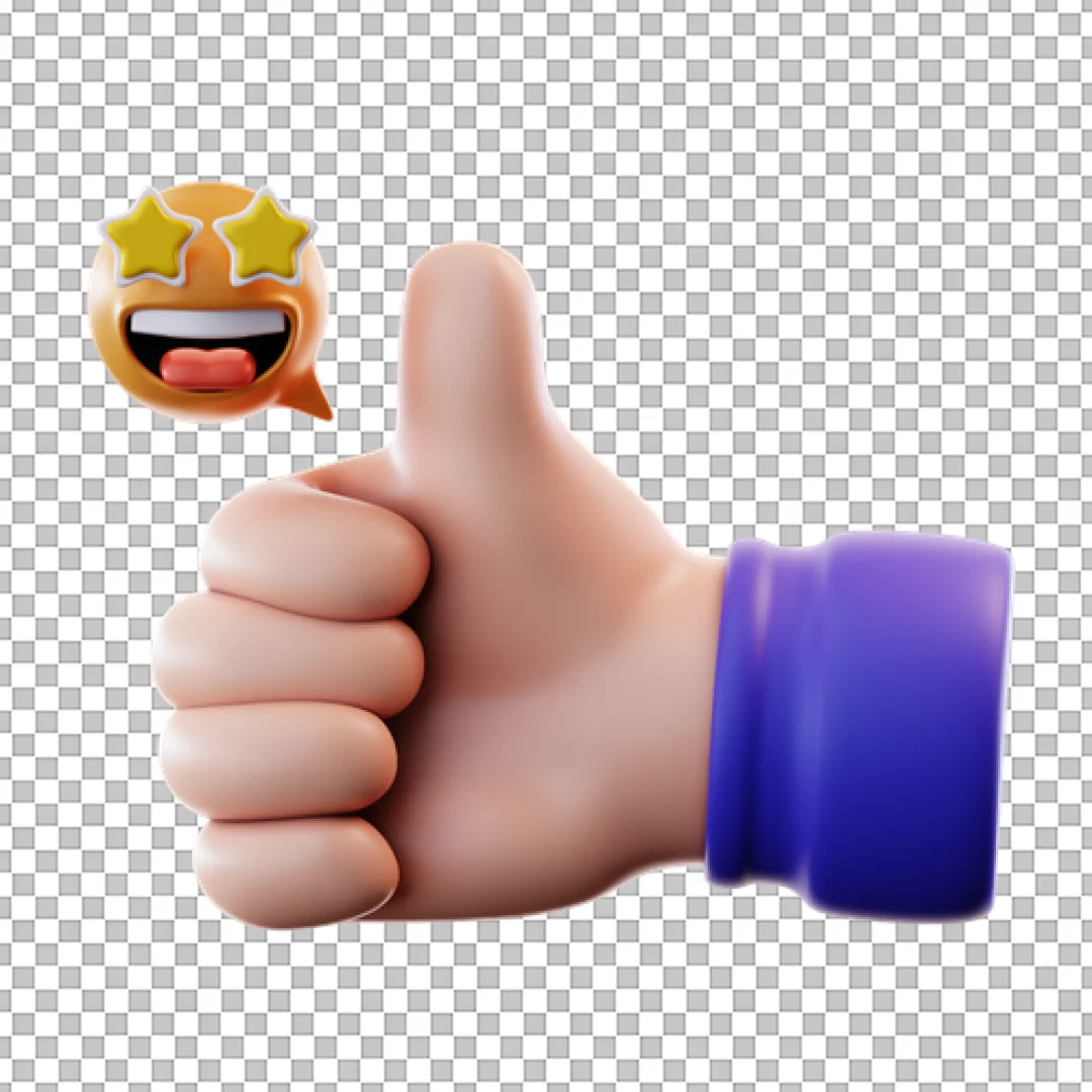 Thumbs Up Hand With Starry Eyes Emoji PNG