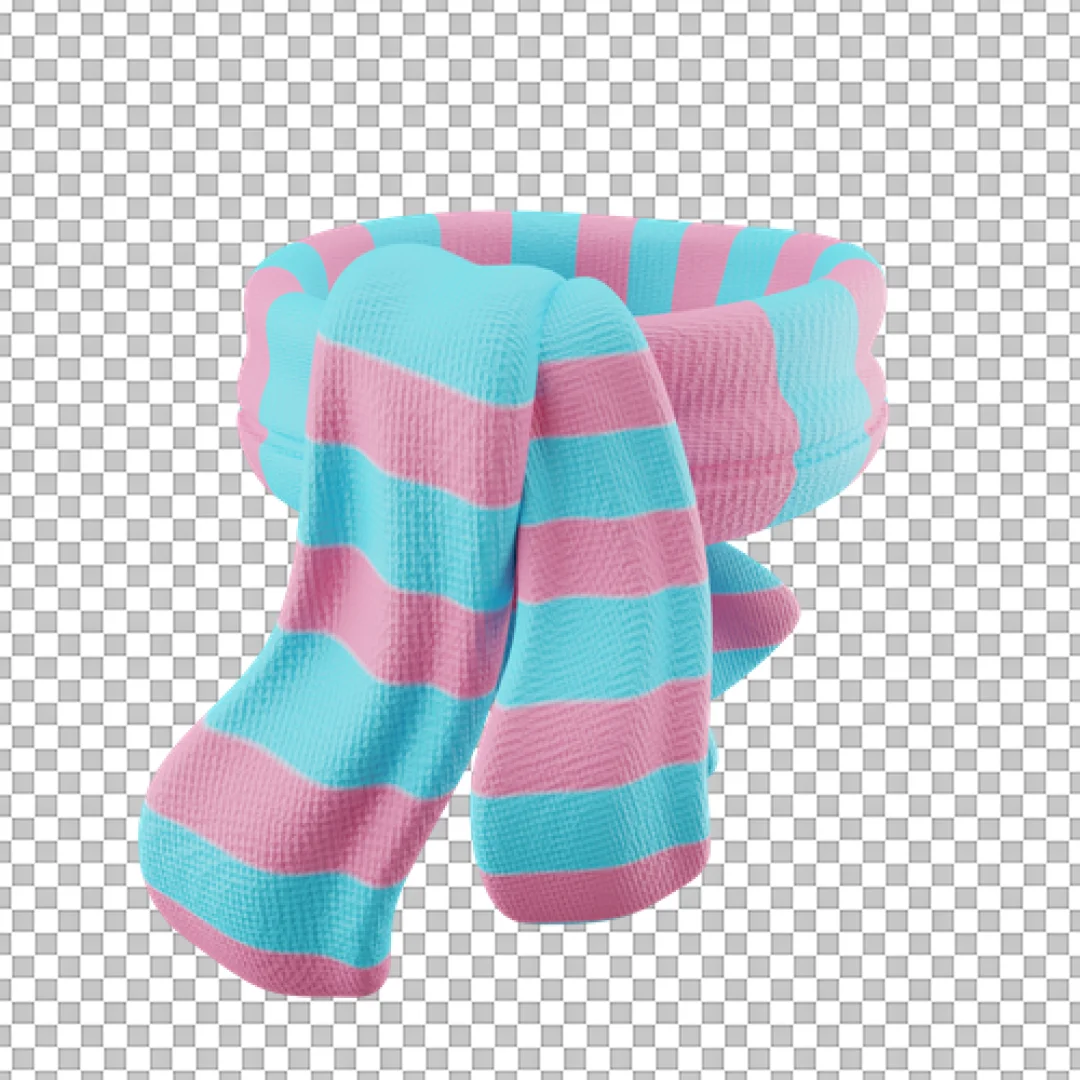 Pink And Blue Scarf 3D PNG