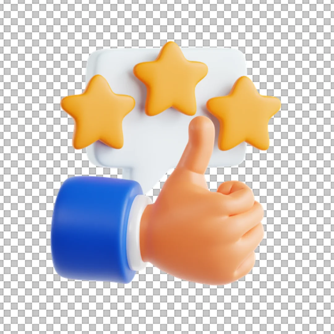Thumbs Up Hand With Speech Bubble Stars PNG