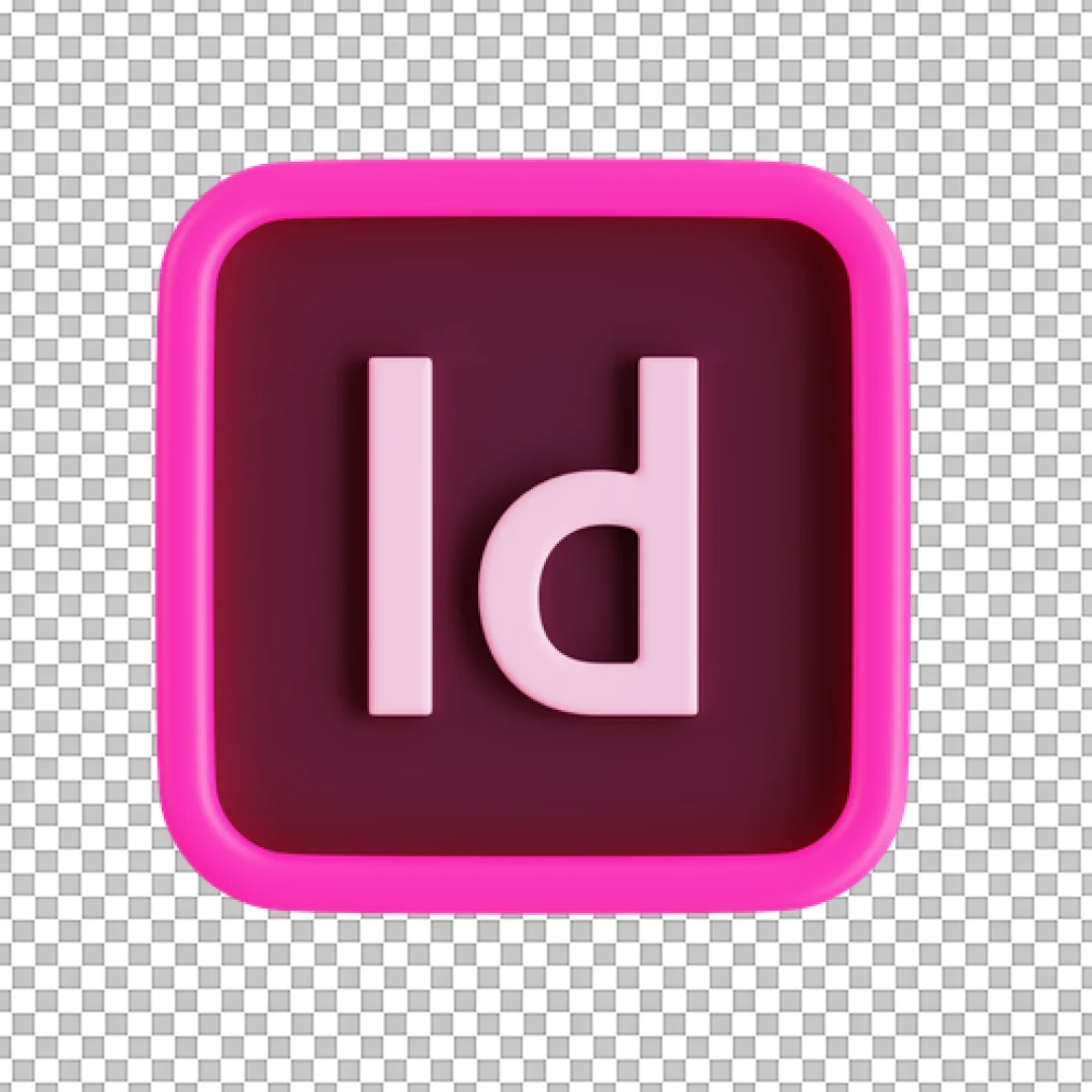 Pink 3D Adobe InDesign Software Icon PNG